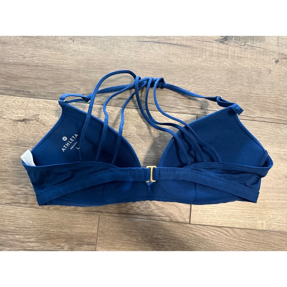 Athleta Women Blue Strappy Cage Back Bikini Swim Top Size L S/213051-02 - Picture 2 of 5